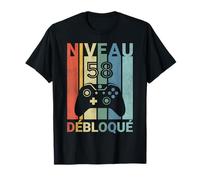 Niveau 58 Ans Anniversaire Gamer 1967 Vintage Humour T-Shirt