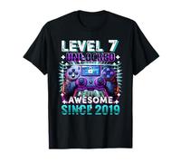 Niveau 7 Unlocked Awesome Since 2019 7th Birthday Boy T-Shirt