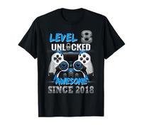 Niveau 8 débloqué Awesome Since 2018 8th Birthday Gaming T-Shirt