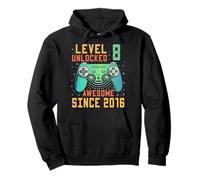 Niveau 8 Unlocked Awesome Since 2016 8th Birthday Boy Sweat à Capuche