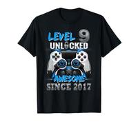 Niveau 9 débloqué Awesome Since 2017 9th Birthday Gaming T-Shirt