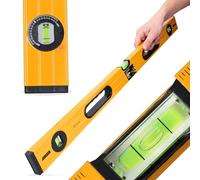 Niveau à Bulle 80 cm Structure Aluminium 3 Bulles Fioles Horizontale Verticale Angulaire Angle Réglable Base Antidérapante Échelle Métrique Précision