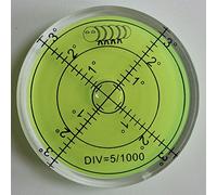Niveau à bulle circulaire acrylique gradué, vert, diamètre 60 mm | 60 mm, liquide vert, graduations : niveau circulaire pour vérifier deux axes à la fois