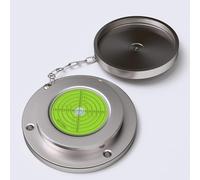 Niveau à bulle circulaire métallique à bride, avec capot de protection, niveau de surface, usage extérieur - boîtier métallique, œil de bœuf, vert/argent