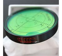 Niveau à bulle circulaire métallique gradué, vert, diamètre 60 mm | 60 mm, liquide vert, graduations : niveau circulaire pour vérifier deux axes à la fois