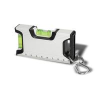 Niveau à bulle « Misura » 10,5 cm - Mini niveau à bulle magnétique avec mousqueton - Cadeau pour homme - Petit niveau à bulle pour camping, outils, camping-car et déplacements - Couleur : blanc