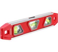 Niveau à Bulle Torpédo Magnétique 230mm avec 3 Bulles Différentes 45/90/180 Degrés WORKPRO, Corp en Alliage d'Aluminium, Aimant Puissant