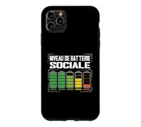 Niveau De Batterie Sociale Humour Drôle Introverti Fatigué Coque pour iPhone 11 Pro Max