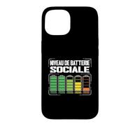 Niveau De Batterie Sociale Humour Drôle Introverti Fatigué Coque pour iPhone 15