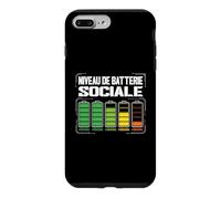 Niveau De Batterie Sociale Humour Drôle Introverti Fatigué Coque pour iPhone 7 Plus/8 Plus