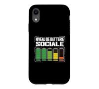 Niveau De Batterie Sociale Humour Drôle Introverti Fatigué Coque pour iPhone XR