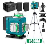 Niveau Laser 16 Lignes, 4X 360 En Croix Faisceau, Bleu + Trépied 150cm - HGLINE - 2X 3AH Batteries