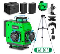 Niveau Laser 16 Lignes, 4X 360 En Croix Faisceau Vert + Trépied 150cm - HGLINE LK-802 - 2X 3AH Batteries