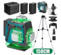 Niveau Laser 16 Lignes LK-818, 4X 360 En Croix Faisceau, Bleu + Trépied 150cm - HGLINE - 2X 3AH Batteries