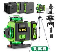 Niveau Laser 360, 4D 16 Lignes Laser Horizontal Vertical d'outil + Trépied 150cm - HGLINE - 2X 6AH Batteries