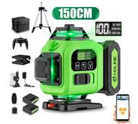 Niveau Laser 360, 4D 16 Lignes Laser Horizontal Vertical + Trépied 150cm - HGLINE - 2X 6AH Batteries
