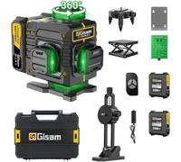 Niveau Laser 360 Autonivelant, 4x360 Croisé Laser Vert avec Mode Impulsion, 40m Compacte 3D Laser Niveau Rechargeable, Base Magnétique - Précision Pro pour Chantier&Bricolage
