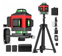 Niveau Laser 360 Autonivelant, Lazer Niveaux Vert 4 x 360°, 4D 16 lignes,IP54,avec 2 * 2600 mAh Batteries et Télécommande