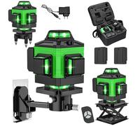 Niveau Laser 360°, Lazer Niveaux Vert 4 x 360°Auto-Nivelant Laser 4D 16 Lignes Laserr, Laser Chantier, 2× 2400mAh Batteries, Télécommande, Pour Pose de Carrelage, Décoration Intérieure (Sans Trépied)
