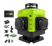 Niveau laser 360° lignes croisées autonivelant, Laser vert, Mode impulsé, Intérieur/Extérieur, Chantier et rénovation