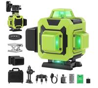 Niveau Laser 360° Vert - 16 Lignes, 4×360°, Autonivelant, Haute Visibilité, 2 Batteries, Télécommande et Accessoires, Pour Intérieur et Extérieur (Chantiers)
