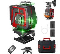 Niveau Laser 360°x 4, 16 Lignes 4D Niveau laser Vert Auto-nivelant Outil de Niveau, Niveau Laser, avec Télécommande Intégrée Batterie Rechargeable 2 * 2400 mAh (Sans trépied)
