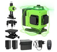 Niveau Laser 360°x 4, Autonivelant Niveau Laser Vert Chantier à Ligne Croisée Verticale et Horizontale 3D, IP54, avec Sac de Protection et 2 Piles AA