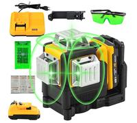 Niveau Laser 3D 12 lignes Autonivelant Traceur de Ligne Laser avec Batterie 3600mAh, Chargeur, Ligne Laser Croisé pour Chantiers,DIY