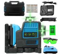 Niveau laser 3D 12 lignes vert - Haute précision ±1mm/7m, autonivelant 360°, 1 batterie, coffret, pro travaux murs/plafonds/sols