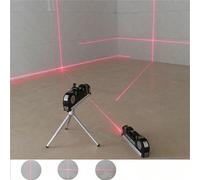 Niveau laser 4-en-1, mini niveau à bulle (3 piles incluses, sans trépied) - Outil de mesure laser polyvalent pour des mesures de projet précises, outil portable de DIY à la maison Black reçoit 3 piles