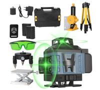 Niveau Laser 4 x 360°, 16 Lignes Laser 4D, Autonivellement, 2 Batteries de 2400 mAh, Télécommande et Trépied Réglable en Hauteur