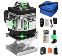 Niveau Laser 4 x 360°, 3D 16 Lignes Laser Rotatif Horizontal Vertical d'outil, Outil Laser à croix vertes pour Construction et fixation d'Images, IP54, Batterie Rechargeable incluse