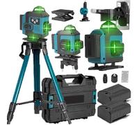 Niveau Laser 4 x 360°, 4D 16 Ligne Laser Chantier, Lazer Niveaux 16 Lignes Croisé 30M Mode Impulsion Extérieur, avec Télécommande