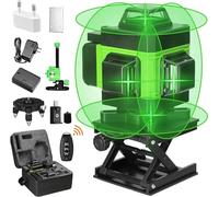 Niveau Laser 4 x 360°, 4D 16 Lignes Autonivelant de Niveaux, niveau laser vert Rechargeable par USB, IP54, Alarme Auto-Nivelante,laser chantier avec Réticule 3D Vertical et Horizontal (4D 16 Lignes)