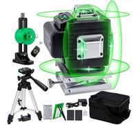 Niveau Laser 4 x 360°, 4D 16 Lignes Metre Laser Rotatif Horizontal Vertical d'outil, Autonivelant de Niveaux avec d'auto-nivellement avec Batteries Rechargeables Intégrées