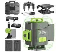 Niveau laser 4 x 360°,Autonivelant Niveau Laser Vert 4D 16 Line Ligne Laser Verte Horizontal et Verticale avec Télécommande Intégrée Batterie Rechargeable 2 * 1200 mAh (Avec Base)