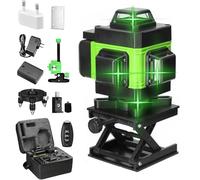 Niveau Laser 4 x 360°, Niveau Laser 360 Autonivelant 4D 16 Lignes avec 1 x Batteries Rechargeables, avec Support Rotatif, Télécommande,pour Travaux de Construction et Décoration Intérieure (A)