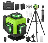 Niveau laser 4 x 360°, Niveau Laser Vertical Horizontal Autonivelant, Verte Niveaux avec Autonivelant de Fonction, avec 2 * Batteries rechargeables 2600 mAh (2x4800mAh-avec trépied)