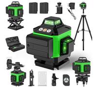 Niveau laser 4 x 360°, Niveau Laser Vertical Horizontal Autonivelant, Verte Niveaux avec Autonivelant de Fonction, avec 2 * Batteries rechargeables 2600 mAh (16 Lignes avec trépied)