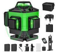 Niveau laser 4 x 360°, Niveau Laser Vertical Horizontal Autonivelant, Verte Niveaux avec Autonivelant de Fonction, avec 2 * Batteries rechargeables 2600 mAh (16 Lignes)