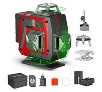 Niveau Laser,4D 16 Lignes Laser Niveau mit Auto-Nivelant Laser Vert à Ligne Croisée Verticale et Horizontale avec 2 * Batteries, avec Sac en Tissu Pratique pour la Décoration de La Maison