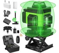 Niveau Laser, 4D 16 Lignes Niveau Laser Vertical Horizontal Autonivelant avec 2 * Batteries rechargeables 2600 mAh (A)