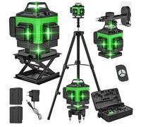 Niveau Laser, 4D 16 Lignes Niveau Laser Vertical Horizontal Autonivelant avec 2 * Batteries rechargeables 2600 mAh (A+avec trepied)