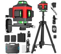 Niveau Laser 4D 16 Lignes Vert, Autonivelant 360° avec Télécommande et Appli - Pour Professionnels du BTP, Kit Complet avec Trépied Robust (Rouge)