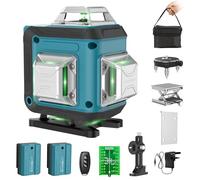 Niveau Laser 4D 360° Vert - Châssis Ultra-Stable pour Haute Précision, Technologie Laser SHARP, Anti-Vibrations, 2x Batteries 2400mAh, Mode Pulsé & Design Anti-Choc