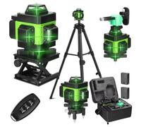 Niveau laser 4D à 16 lignes, auto-nivelant, ligne verte 360° ° Outils de construction professionnels horizontaux et verticaux pour des mesures de précision Green 16 Line