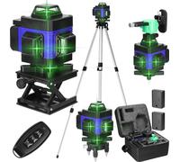 Niveau laser 4D multifonctionnel à 16 lignes, 3°, machine auto-nivelante, niveau rechargeable USB-lithium avec pied en alliage de 1,2 m réglable en 3 positions avec tige de rallonge