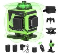 Niveau LaseR 4D,Niveau Laser 360° Autonivelant,Laser Faisceau Vert,16 Lignes Horizontale Verticale,Avec Trepied,App/Télécommande Contrôle,2 * 6000Mah Batteries Rechargeables