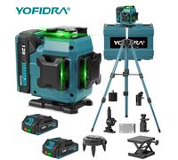 Niveau laser 4D YOFIDRA 16 lignes, auto-nivelant, faisceau vert ultra puissant, 360° horizontal et vertical, compatible avec batterie Makita 18-21V. No Battery