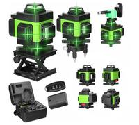 Niveau Laser 8/16,Laser Chantier 3D/4D,Fonction D'ajustement Automatique,Outil de Nivellement à Batterie Rechargeable par USB,IP54 étanche à l'eau et à Poussière (16 Fils+Base +Support+Boîte à Outils)